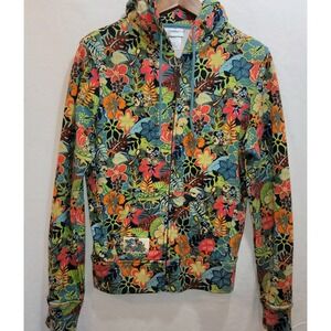 Walt Disney World Minnie Mouse Hawaiian Floral Colorful Hoodie Sweatshirt Medium